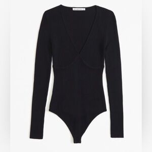 Long-sleeve V-neck sweater bodysuit